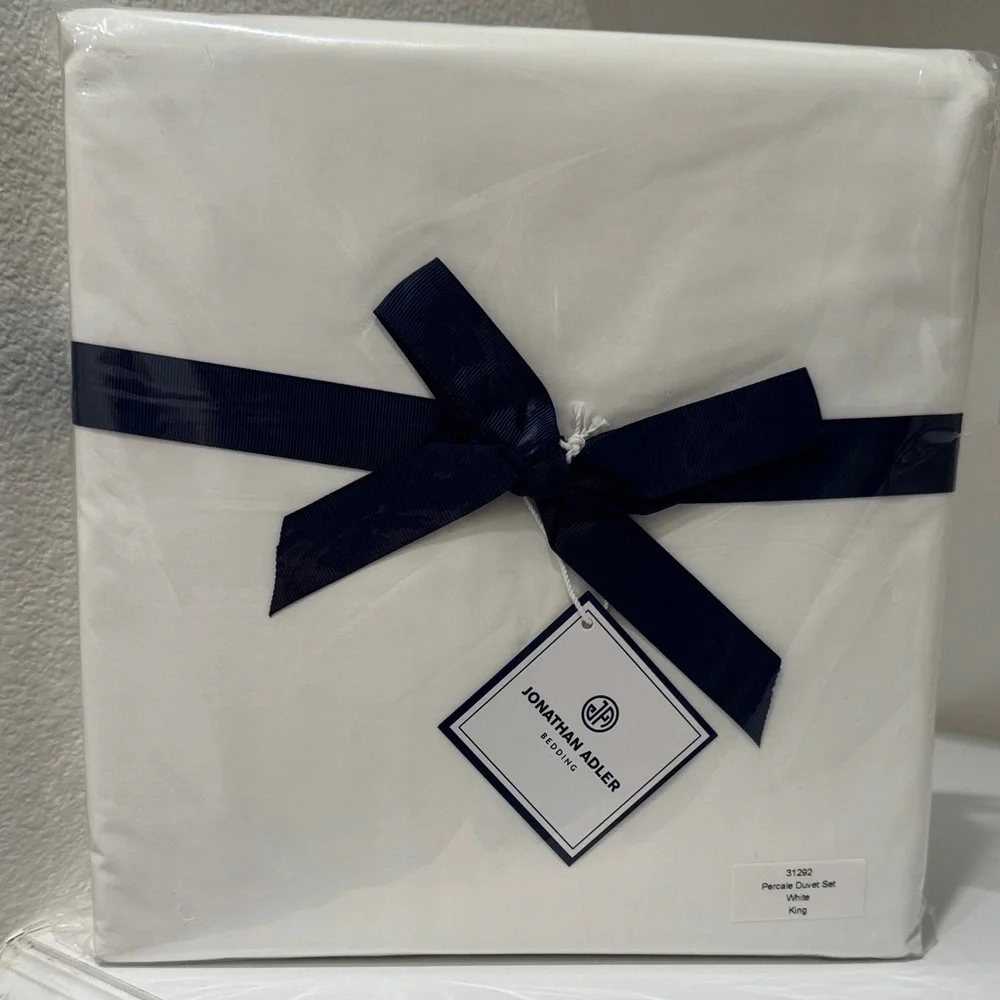 Jonathan Adler KING Pristine White Duvet Cover